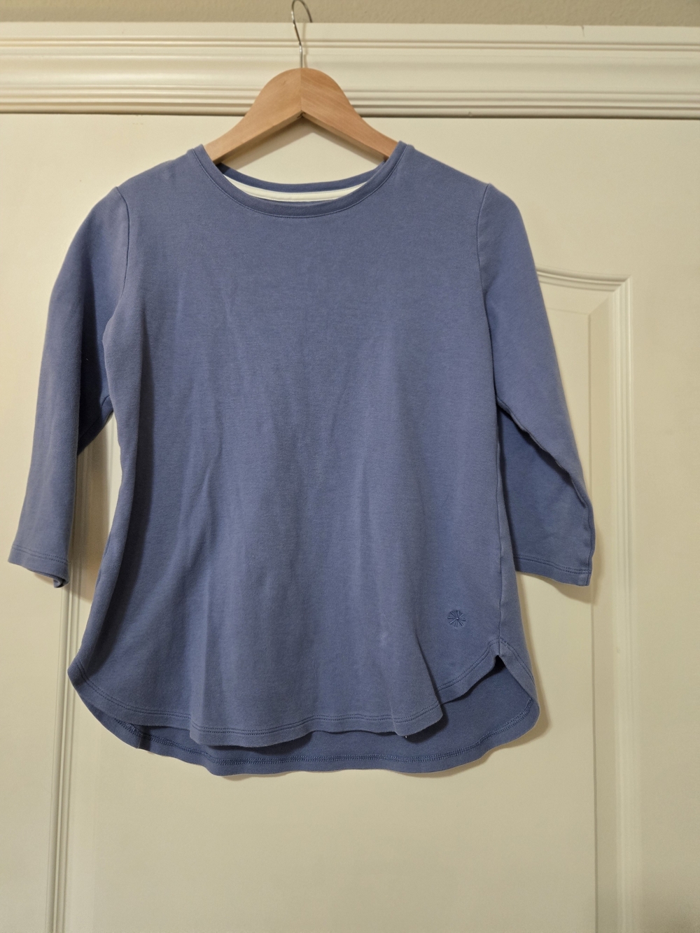Isaac Mizrahi Lavender Blue Crewneck 3/4 Sleeve Top Soft Cotton Layering